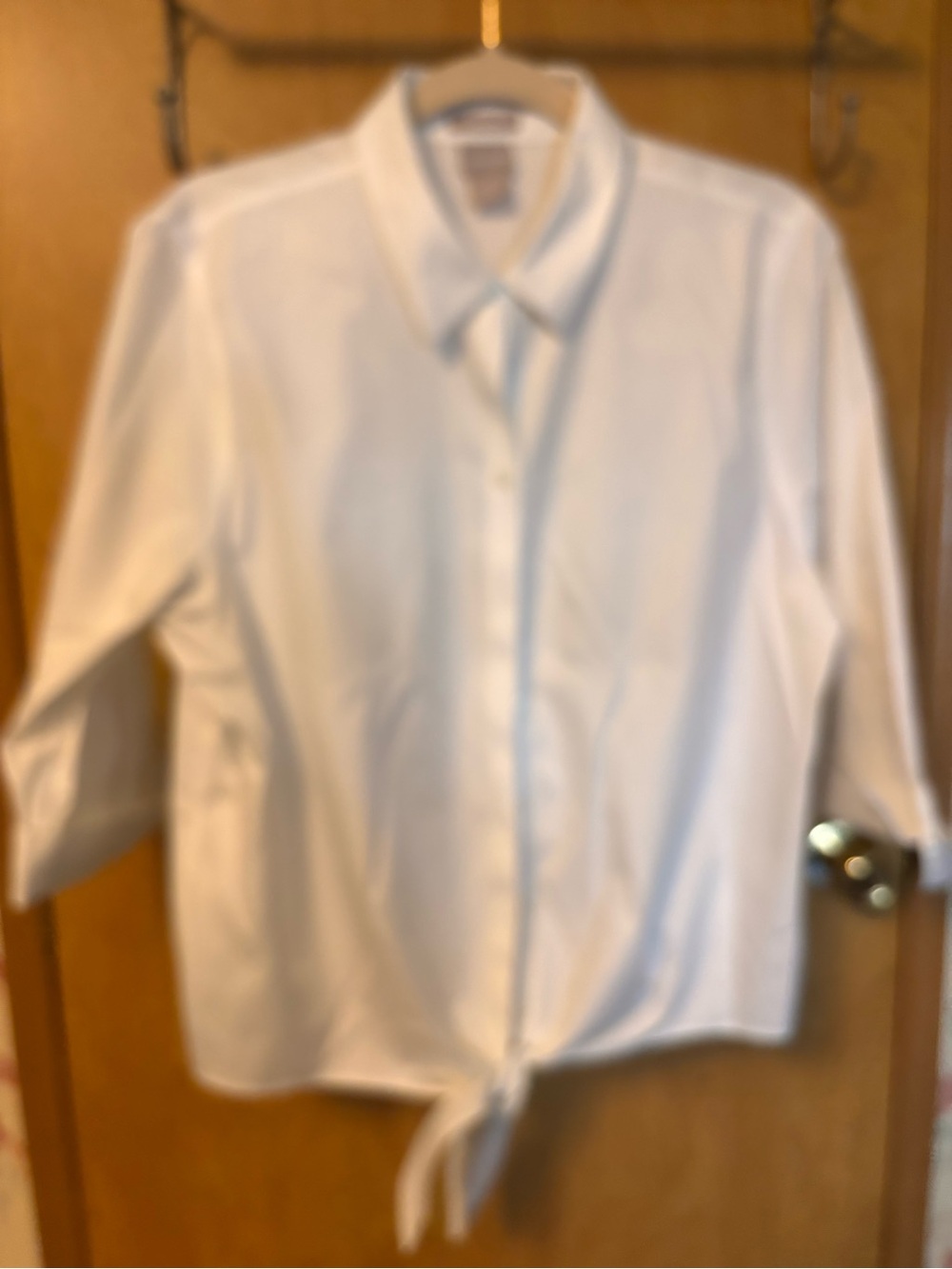 Chico's White Button-Down Front-Tie Shirt